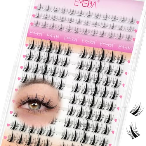 EMEDA Anime Pestañas Naturales Manga Pestañas Pelo a Pelo C Curl DIY Extensiones de Pestañas 8 14mm Mix Spiky Manga Cluster Lashes Invisible Band Lash Wispy Individual Eyelashes Bricolaje En Casa (MF)