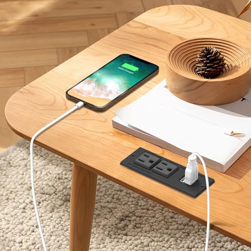 Toma de corriente empotrada para escritorio, 2 unidades, con 2 enchufes y 2 puertos USB, cable de extensión de 10 pies, certificado ETL miniatura 2