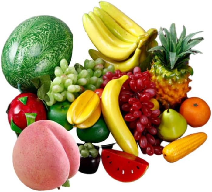MAGICLULU 20pcs Photo Props Simulated Fruit Vegetable Models Decorative Fake Fruits Veggies for Office Kitchen Party Random Style