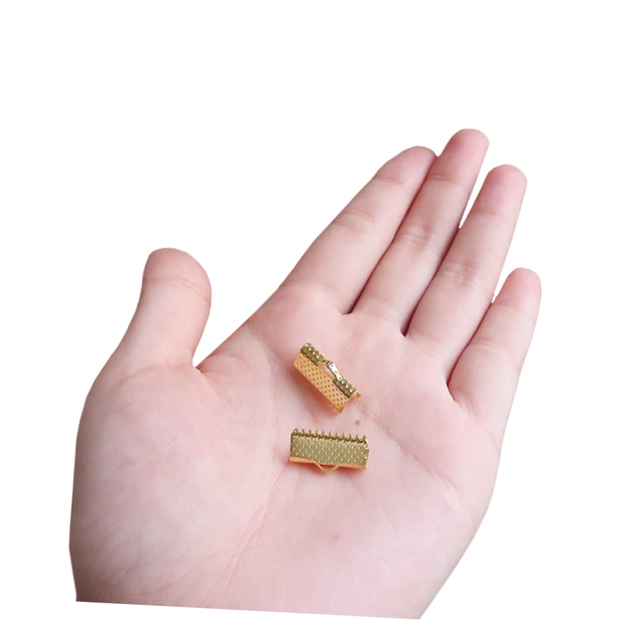 100 stuks krullend lint bladwijzerklem uiteinde lederen uiteinde lintklemmen clip eindbevestiging einde van lijn koorduiteinden gespen rits clips gouden speciale armband bevestigingsmiddelen slui