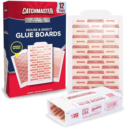 Catchmaster Sticky Insect & Mouse Traps 12-Count, 5.3"x8" Glue Bo...