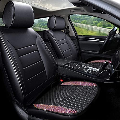 Eing 2 Pack Bling Leather Car Front Seat Cover Protector Pad Mat Cushion For Auto Cars Suv Truck Interior Accessories For Women,Multicolor #TOP3