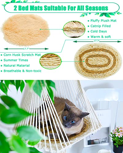 Karceey Cat Hammock Macrame Hanging Cat Bed,With 2 Mat Hanging Kit And Catnip Toys,Macrame Wall Hanging Shelf #TOP1