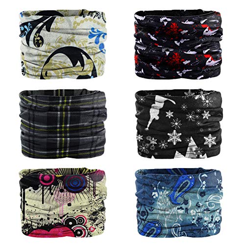 CXG Lot de 6 écharpes tubulaires multifonctionnelles pour femme [Résistant aux UV/respirante/ultra-mince] Bandana Loop Écharpe pour homme - pour la course, la randonnée, le cyclisme, la moto (A) Cover