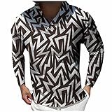 Männliches beiläufiges Herbst-Plaid-Schwalben-Gürtel-Druck-T-Shirt Knopf-kubanischer Kragen-langärmliges Oberteil-T-Shirt Still Top Still Unterhemd