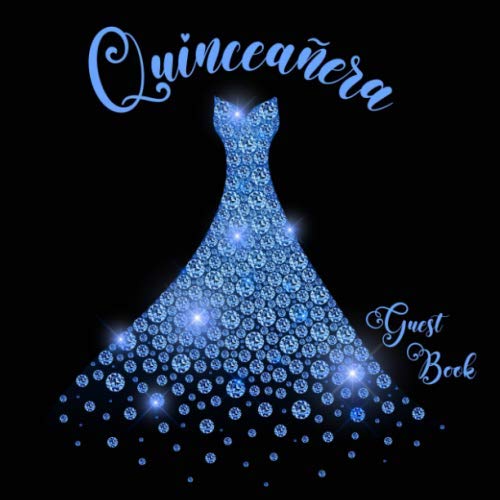 Quinceañera Guest Book Quinceañera Party Guest Book Memory Keepsake 15 Year Old Birthday Party Blue Diamond Gown