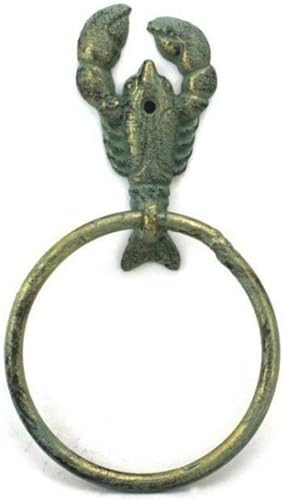 Miniatura 111 de Toallero de hierro fundido de plata antigua de 8.5 pulgadas - Decoración de conchas marinas - Decoración del hogar del mar Plata,Hierro fundido,Azul