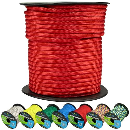 West Coast Paracord 550lb Paracord Spools – 7 Strand Type III Tactical Parachute Cord for Hiking, Camping, and Fishing – Imperial Red (1,000 ft)