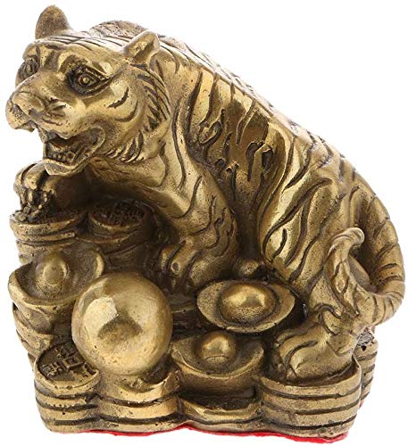Tiger Statue Brass Feng Shui Ornament Money Lucky Coin Zodiac Animal Figurines Animal Model Table Top Decor For Office Bookshelf Gifts - Tiger #TOP5