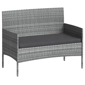 STEELSØN Polyrattan Gartenbank Thalora, Balkonmöbel Gartenlounge für 2 Personen mit Sitzkissen, Terrassenmöbel Lounge, wetterfest grau-meliert