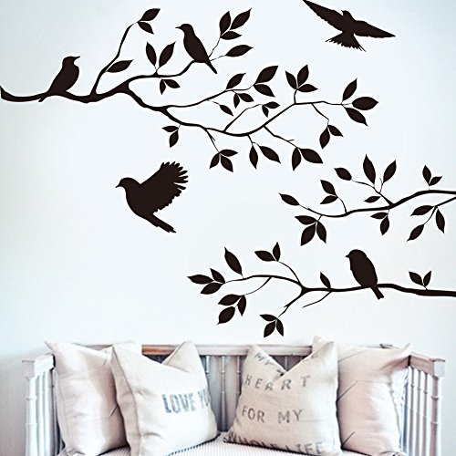 chendongdong con forma de pájaro negro de ramas y pegatinas decorativas para pared pegatina decorativa para Home adhesivo decorativo para pared de cámara y decoración