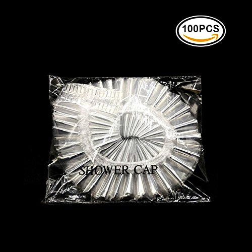 100 Pcs Disposable Plastic Thick Shower Caps Clear Elastic Bath Cap For Women Spa,Home Use,Hotel and Hair Salon,Pack of 100 Individually Wrapped