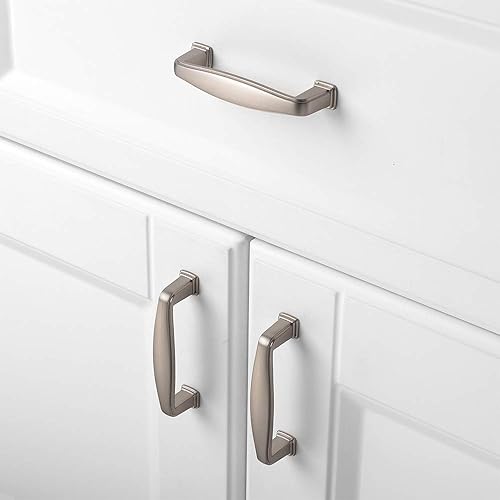 Miniatura 4 de KOOFIZO Paquete de 20 tiradores de arco de armario de pie cuadrado, manija para muebles en níquel cepillado, distancia entre tornillos de 3