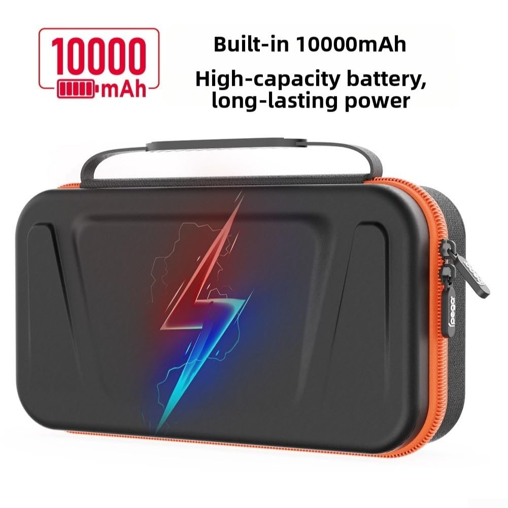 Custodia da viaggio per Nintendo Switch 2 con power bank da 10000 mAh, custodia rigida in EVA con porta di ricarica, contiene 12 carte da gioco, nera