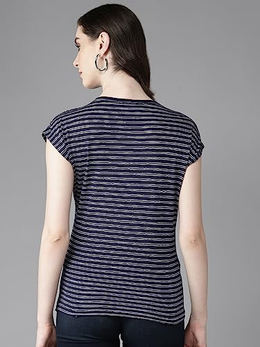Image of Aarika Womens Navy Blue Color Nylon Top