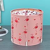 LUCKUP Portable Bathtub, Foldable Free Standing Soaking Bath Tub Easy to Install, Eco-Friendly Bathtub Bathroom Spa,Thickening with Thermal Foam to Keep Temperature,Pink Flamingo