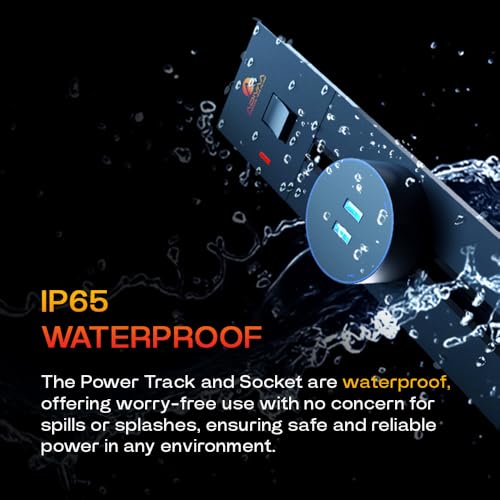 Image of Adjustable Plug-in Power Track | Electrical Movable Sliding Rail Socket Power Track | Concealed Wall Mounted Extension for Home, Office, Multiple Tabletop Outlets 1 Year Warranty (Black, 100cm)