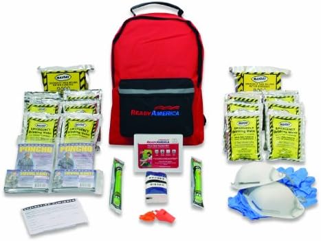 Ready America 70280 72 Hour Emergency Kit, 2-Person, 3-Day Backpack, Includes First Aid Kit, Survival Blanket, Portable Preparedness Go-Bag for Camping, Car, Earthquake, Travel, Hiking, and Hunting, Red