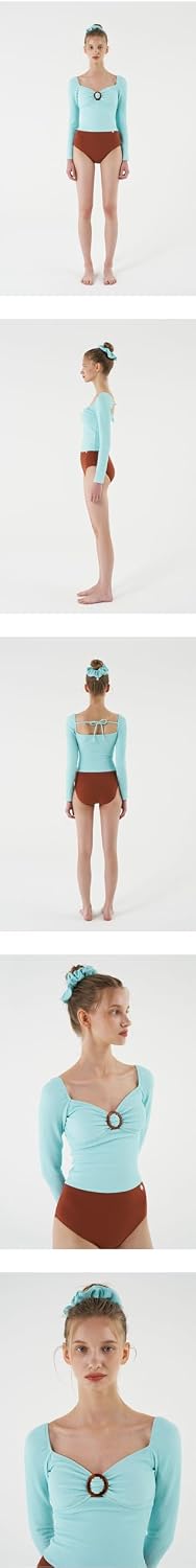 Women's Heart Neck Bold Ring Rash Guard Swimsuit Set