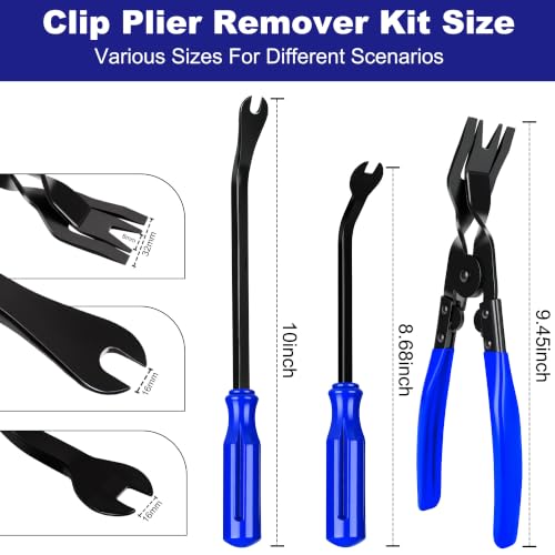 Image of 8 Pcs Auto Trim Removal Tool Kit with Non-Scratch Plastic Pry Tool and Fastener Clip Pliers,Door Panel Removal Tool for Car Interior - Fastener, Clip, Door Panel, Molding, and Dashboard- Blue