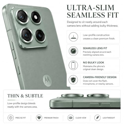 Image of ArmourPro Camera Rings Tempered Glass for Motorola Edge 70 Max, Tough HD Individual Aluminum Alloy Rings 9H Camera Cover, Scratch-Resistant,Camera Lens Protection| Green, 1 Pack