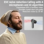 Ecouteurs Bluetooth Casques sans fil, 50H Bouds d'oreille basse profonde avec 4 Le bruit annule le microphone, IPX5 Earphones étanches pour iPhone Android audifonos inalambricos (Noir profond)