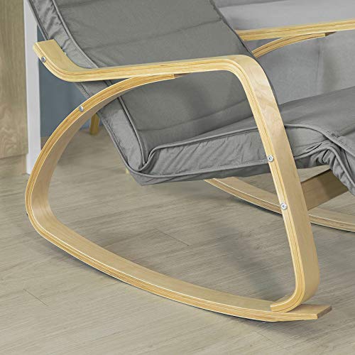 Haotian Fst16-Dg Comfortable Relax Rocking Chair With Foot Rest Design, Lounge Chair, Recliners Poly-Cotton Fabric Cushion (Grey) #TOP6