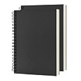 DSTELIN Blank Spiral Notebook, 2-Pack, Soft Cover, Sketch book, 100 Pages / 50 Sheets, 7.5 inch x 5.1 inch, 100GSM, (Black)