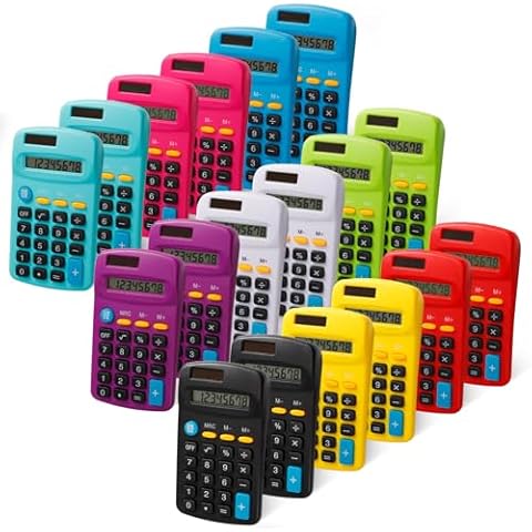 CACASO 36 Pcs Pocket Calculator,Pocket Size Calculator,8 Digit Display Solar Battery Dual Power Desktop Calculators,Mini Calculator for Students Kids Home Office(9 Colors) Cover