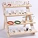 PGNEX Fashion Wooden Stud Earrings Storage Organizer Holder Jewelry Display Earrings Stand Rack Bracelets Holder(26 * 39.5 * 8cm)