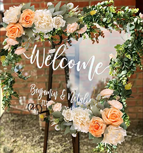 Ipopu Wedding Arch Swag Flowers 2Pcs Floral Swags White Fake Flowers Wedding Arch Corner Flowers Fake Roses Combo Silk Peony For Wedding Decorations For Wedding Reception Ceremony (Champagne White) #TOP4