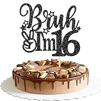 YCTHUNFISH Lot De 1 Décoration De Gâteau D'anniversaire Bruh I'm 11 - Étoile Noire Pailletée « Oh Yeah It's My 11 » - Décoration De Gâteau D' Anniversaire « Dude Bro I'm 11