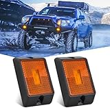 Nilight Side Marker Light 2PCS Square 3LED Amber Front Rear Indicator Clearance Lights Reflective Lens Surface Mounted Waterproof for 12V Truck Trailer Boat RV
