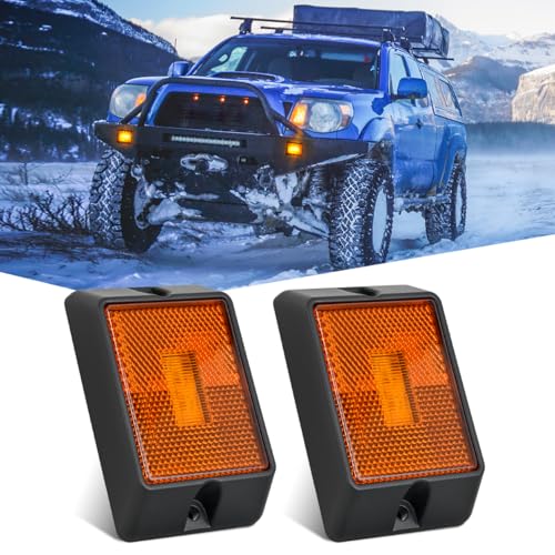 Nilight Side Marker Light 2PCS Square 3LED Amber Front Rear Indicator Clearance Lights Reflective Lens Surface Mounted Waterproof for 12V Truck Trailer Boat RV