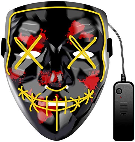 Masque Purga Grimace, LED Masque Halloween Carnaval Masqué, Light Up Masque Cosplay, Craneo Squelette Masques, Masque Resplendissant, 3 Modes d'éclairage