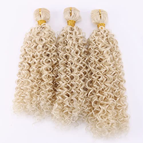 Afro Kinky Curly Synthetic Hair Weave 3 Bundles 18 20 22 Inches Blonde 100 Gram/Pcs Jerry Curly Bundles High Temperature Fiber Hair Extensions For Black Women(613#) #TOP19