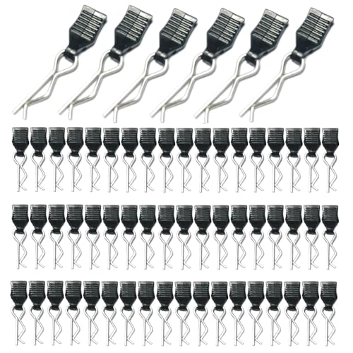 ZQToday 60PCS 1mm RC Body Clips with Pull Tabs for All 1/12 1/14 1/16 1/18 Scale Hyper go,Redcat Traxxas HPI Himoto HSP Exceed RC Car Body Clips,for SCX24 TRX4M H165 RC Car Truck Buggy Parts