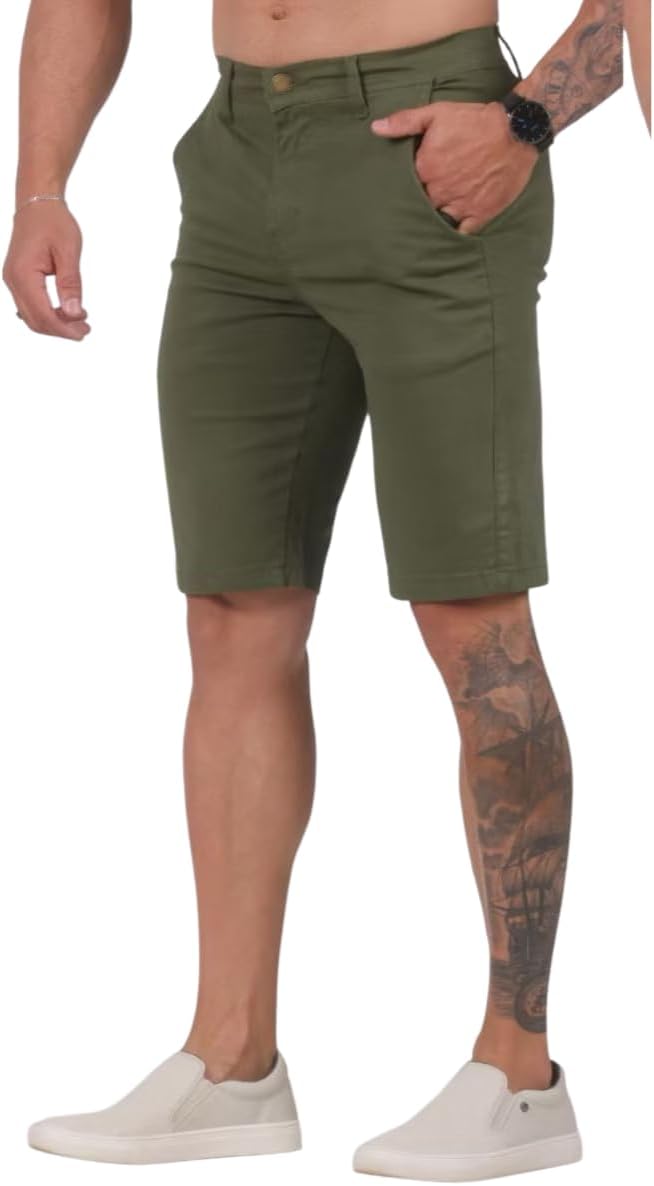 Bermuda Mascuina de Sarja com Elastano Sport Fino Elegante Homem Moderno