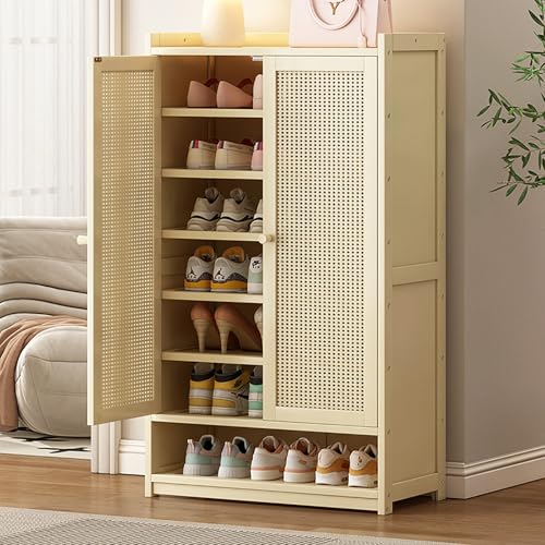 Rangement chaussures vertical rotatif 8 niveaux en bambou ajustable 60cm