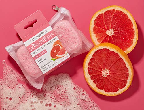 Spongeables Skinutrients Moisturizing Body Wash In A Sponge 20+ Washes Paraben And Crueltyfree Pack , Pink, Sweet Grapefruit, 3 Count #TOP6