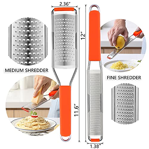 Cheese Grater Set Of 2, Guanci Zester Grater With Handle, Stainless Steel Zester Grater Citrus Zester Lemon Zesters Tool For Ginger, Garlic, Nutmeg, Chocolate, Vegetables, Orange, Dishwasher Safe #TOP1