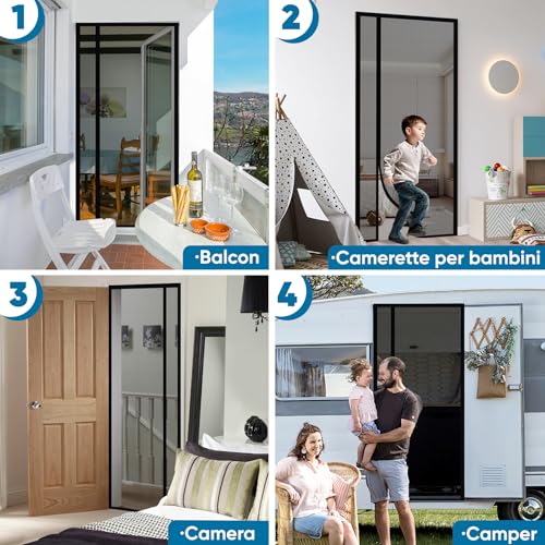 Miniatura 9 de Sekey Mosquitera Puerta A Prueba De Gatos, Mosquitera Magnética Para Puerta De Fibra De Vidrio Apertura Lateral, Cortina Mosquitera Magnética De Balcón, Fácil Instalación, 100x210cm, Negro