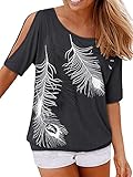 cut out shirt schwarz Stil: Sexy Schulterfreie Oberteile Damen verleiht dem Klassiker eine ordentliche Portion Sex-Appeal. Blusenshirt Damen Sommer wird somit zum perfekten Outfit für den entspannten Stadtbummel mit der besten Freundin oder dem ersten Date im angesagten Cafe.