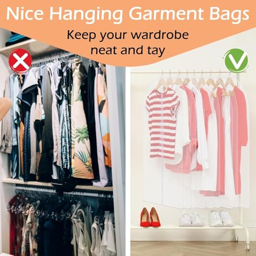 Image of Nibbler Pack of 2 Clothes Hanging Bag, Washable Plastic Wardrobe Storage Bag, Dust Cover Waterproof Closet Organizer (Pack of 2)