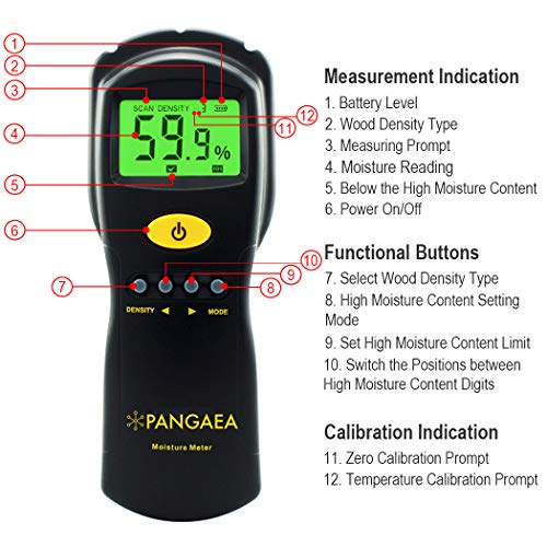 Pinless Wood Moisture Meter | Inductive Pinless Tools | Intelligent Lumber Moisture Meter | Digital Moisture Meter for Wood | (Range: 2% - 70% RH; Accuracy: 0.5%) [3 AAA Batteries Included] - Thumbnail 2