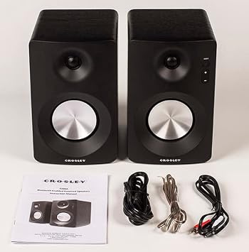 Crosley C8A-WA Belt-Driven Record Player Turntable with S100A-BK Bluetooth Speakers