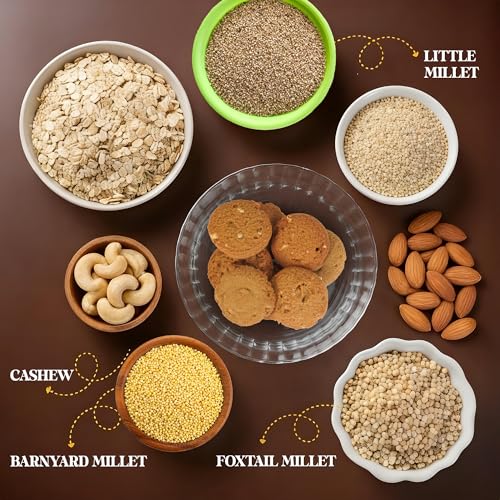 Image of T2P Healthy Millet Biscuits Combo (Pack of 4) - Made with Nutritious Millets & Nuts - High Protein, Low Carb & Fiber Rich Cookies - No Maida No Refined Sugar Breakfast & Snack Anytime