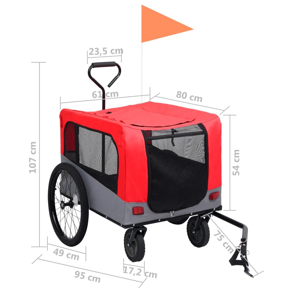 vidaXL 2-in-1 Fahrradanhänger Hunde Buggy Hundefahrradanhänger Hundetransporter