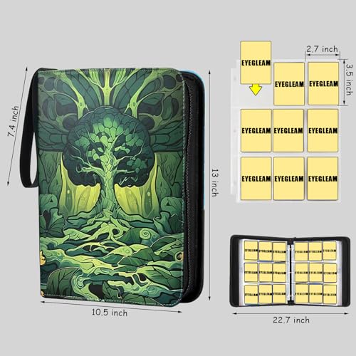 Image of Card Binder for MTG /TCG,9 Pocket Trading Card Binder for YGO /PTCG,Holds 720 Cards,Collector Card Album for Standard Game Cards,Toys Gifts(Green)