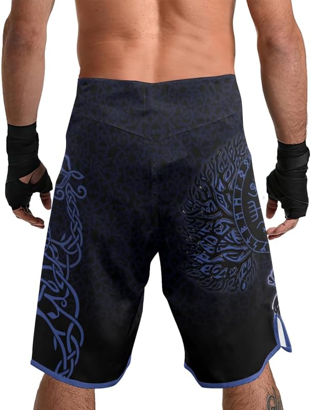 Viking Men's Fight Short MMA BJJ Training No Gi Grappling Shorts Trunks Fight Wear with Drawstring